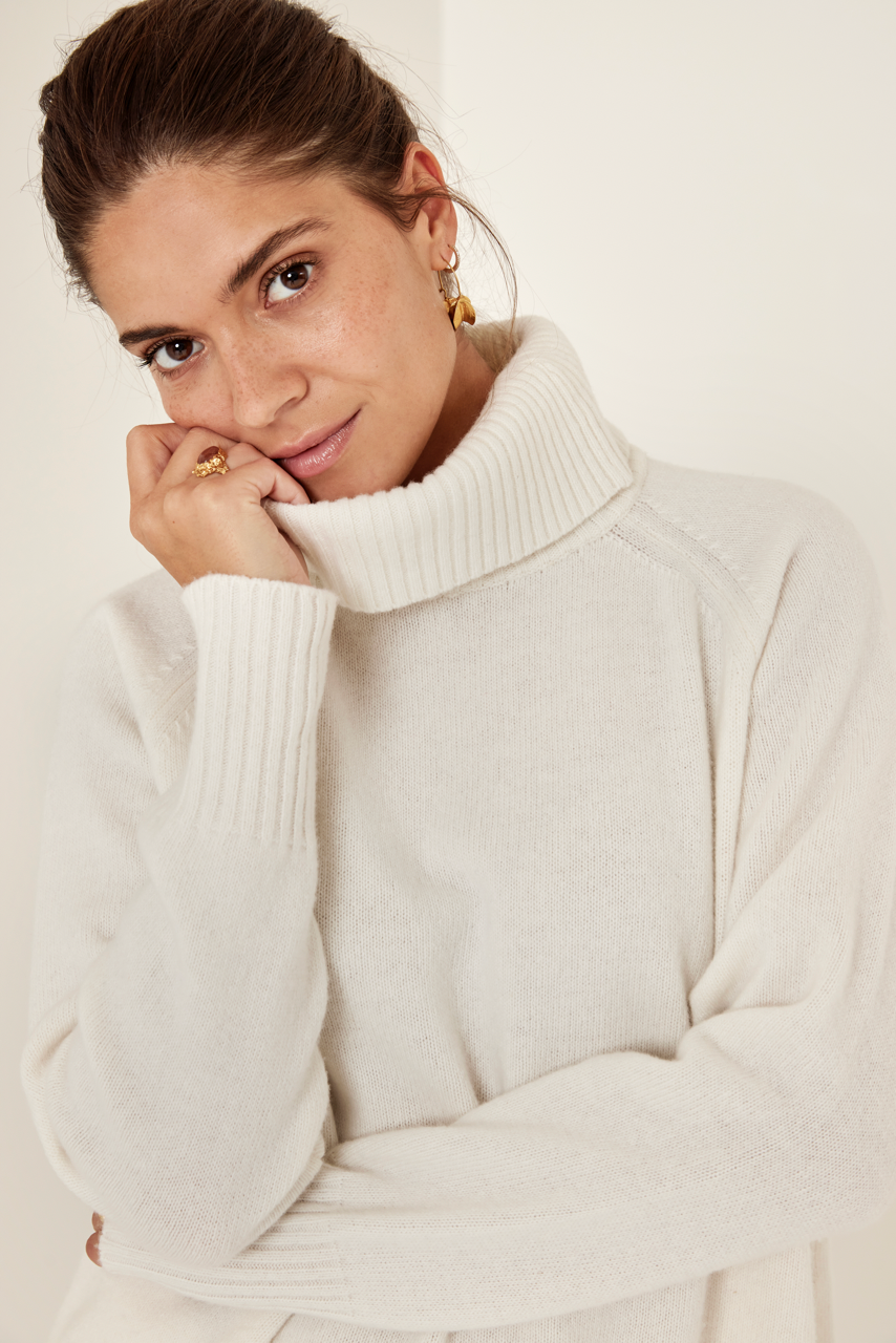 Cream high 2025 neck jumper
